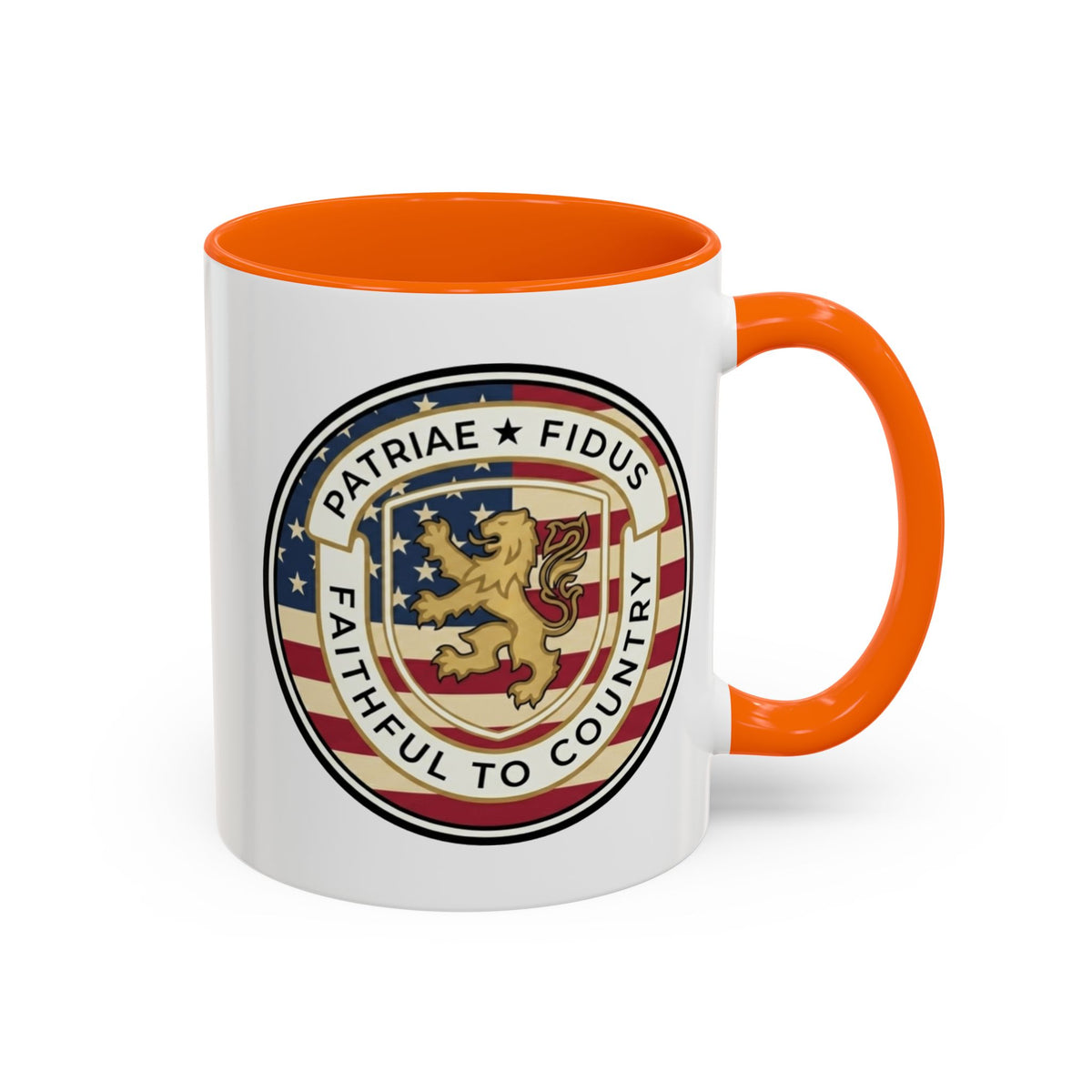 Flag Crest Coffee Mug — "Patriae Fidus: Faithful to Country"