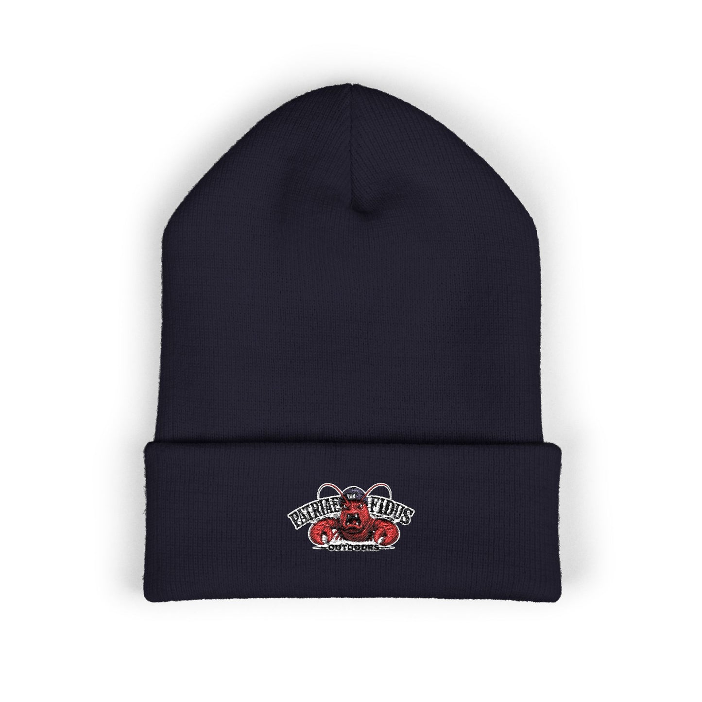 Embroidered Vintage Floral Crab Beanie — "Pirate Girls" Cuffed Knit Hat