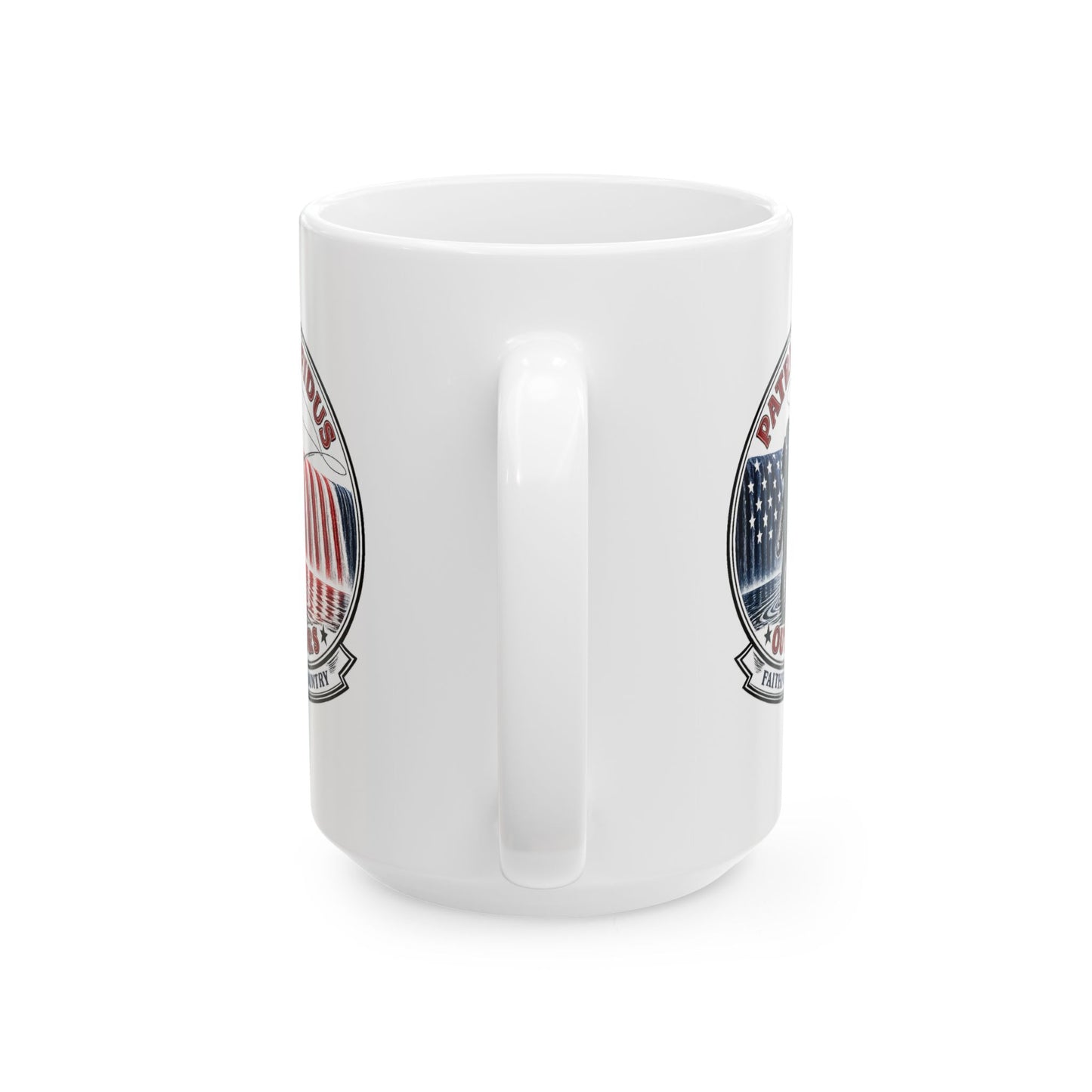 Patriotic Veteran Support Ceramic Mug — American Flag Microphone Design (11oz, 15oz)