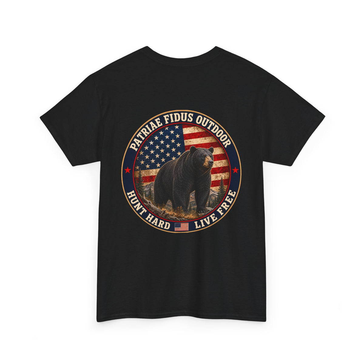 Patriae Fidus Outdoor Bear T-Shirt – American Flag Hunting Graphic Tee