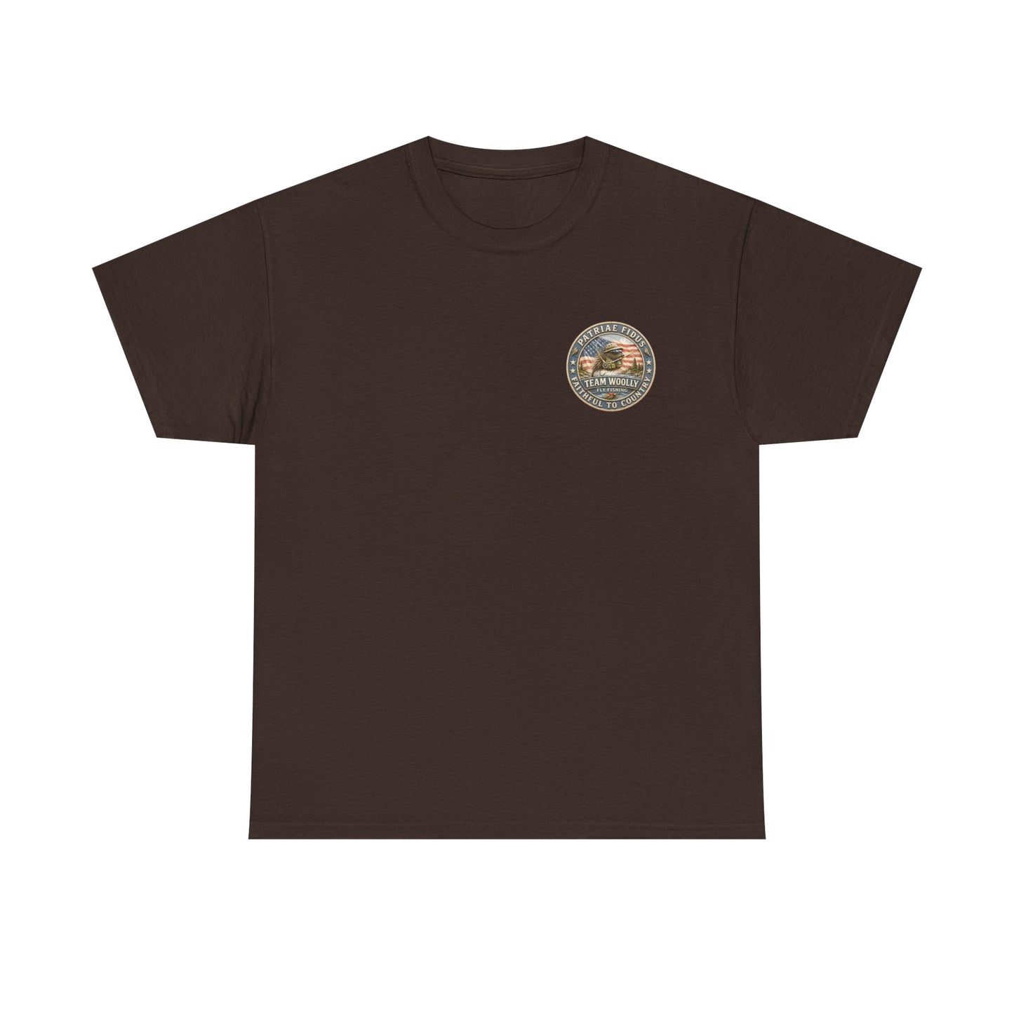 “Fish Hard Live Free” T-Shirt — Tarpon Patriae Fidus Outdoors American Flag Design