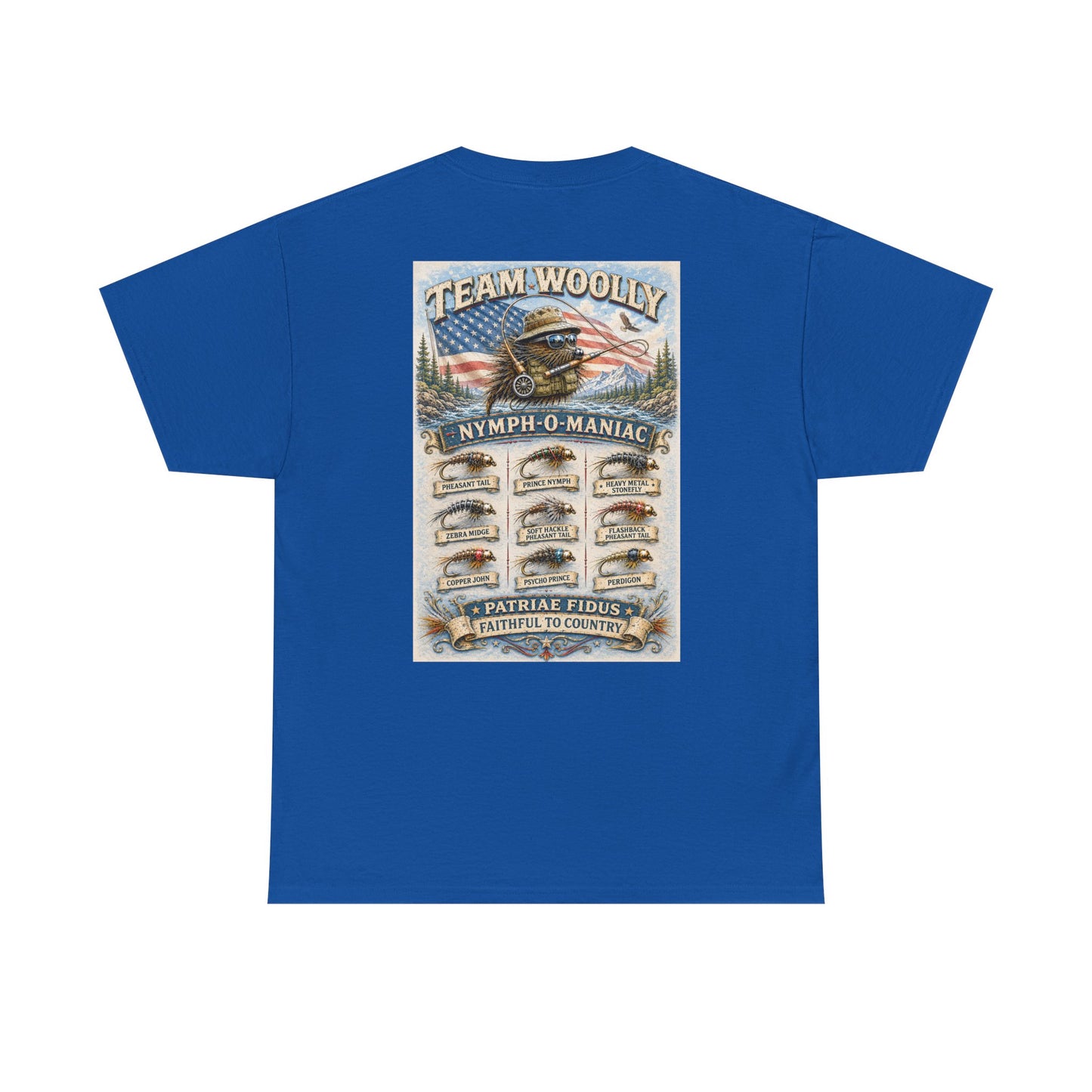 Team Woolly Nymph Collection T‑Shirt: (Nymph-O-Maniac)