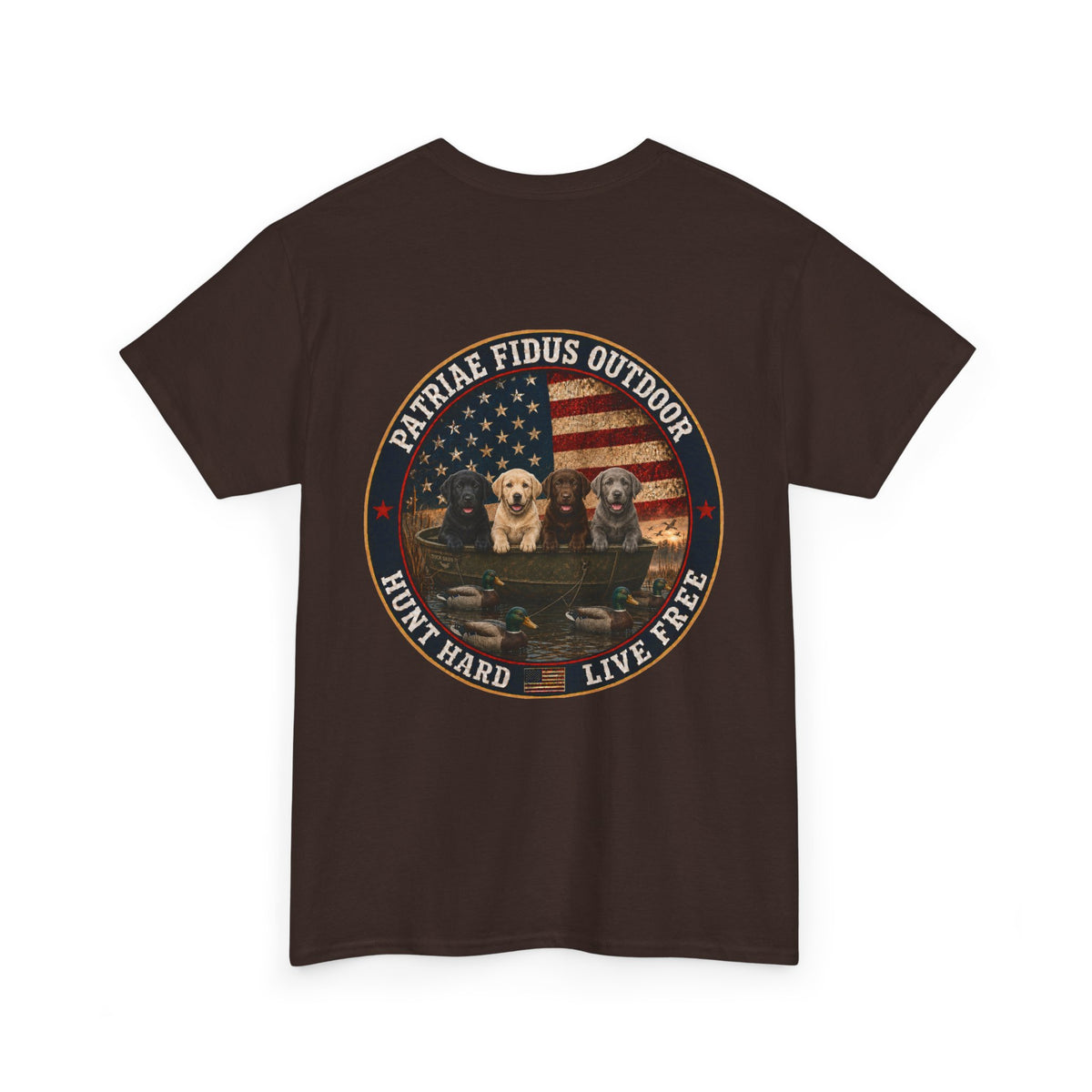 Hunting Dogs T-Shirt — Patriæ Fidus Outdoor "Hunt Hard Live Free" Graphic Tee