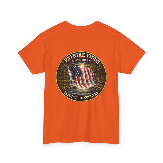 Patriae Fidus Outdoors T-Shirt — 'Faithful to Country' American Flag Tee