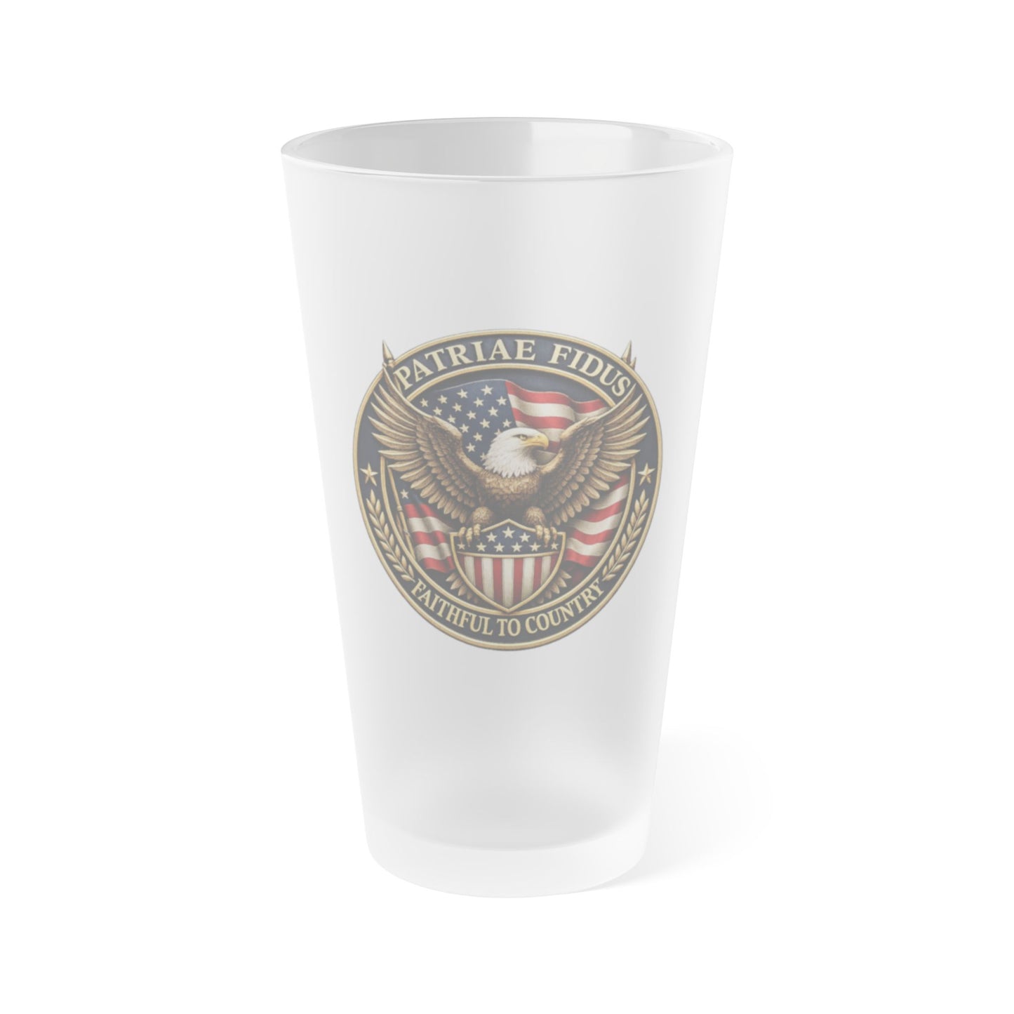 Frosted 16oz Pint Glass – Patriotic Eagle Seal Beer Glass