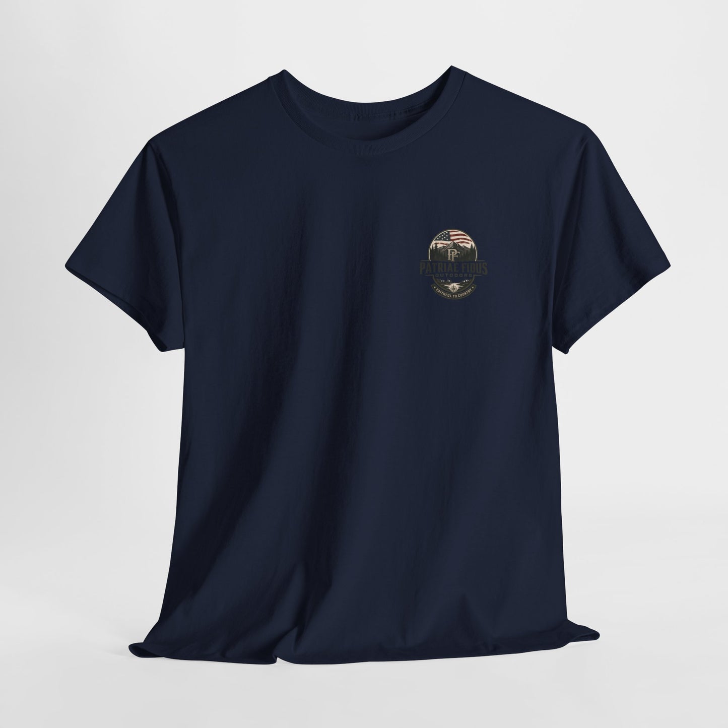 Patriae Fidus Outdoors T-Shirt — 'Faithful to Country' American Flag Tee