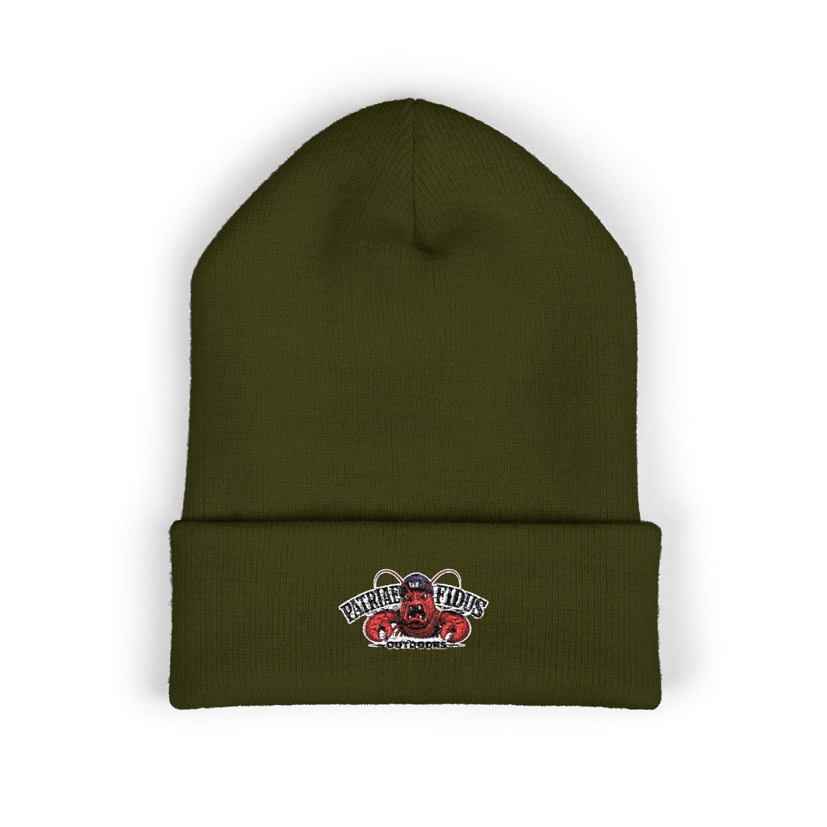 Embroidered Vintage Floral Crab Beanie — "Pirate Girls" Cuffed Knit Hat