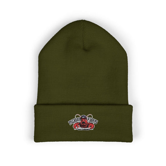 Embroidered Vintage Floral Crab Beanie — "Pirate Girls" Cuffed Knit Hat