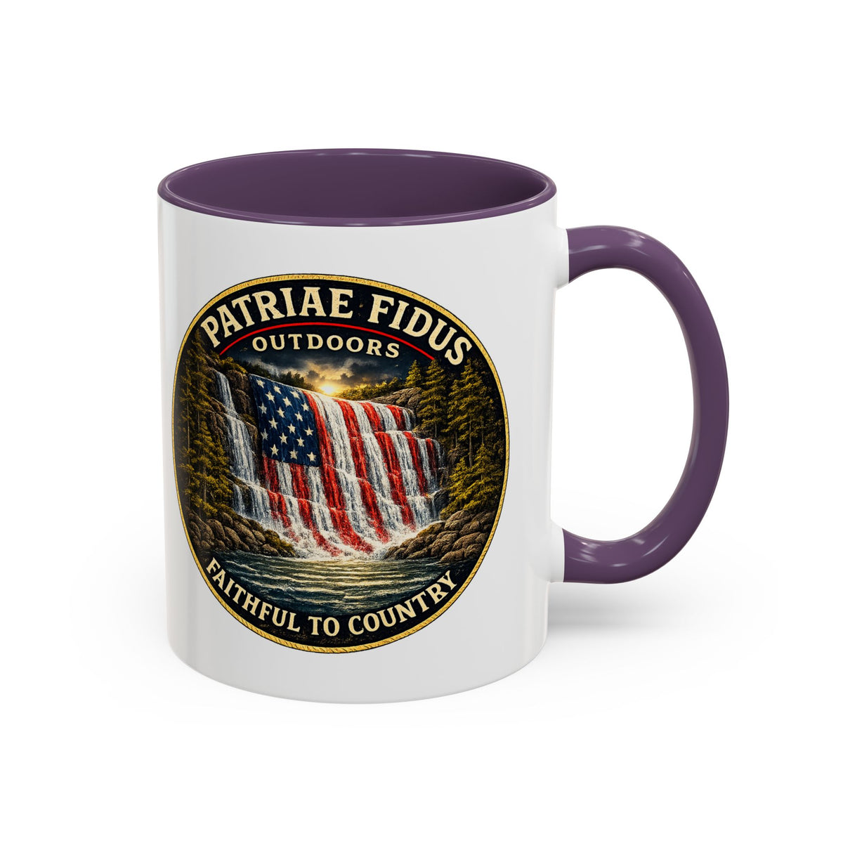 Patriae Fidus Flag Waterfall Accent Coffee Mug (11/15oz) — Faithful to Country