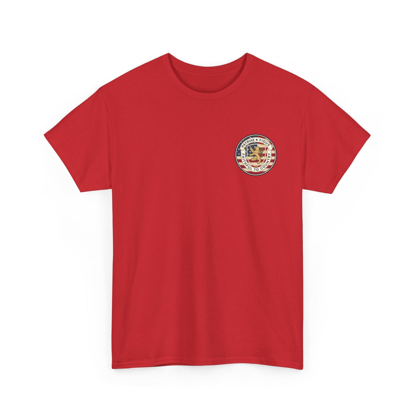 Patriae Fidus Flag Tee — Patriotic American Flag T-Shirt (Faithful to Country)