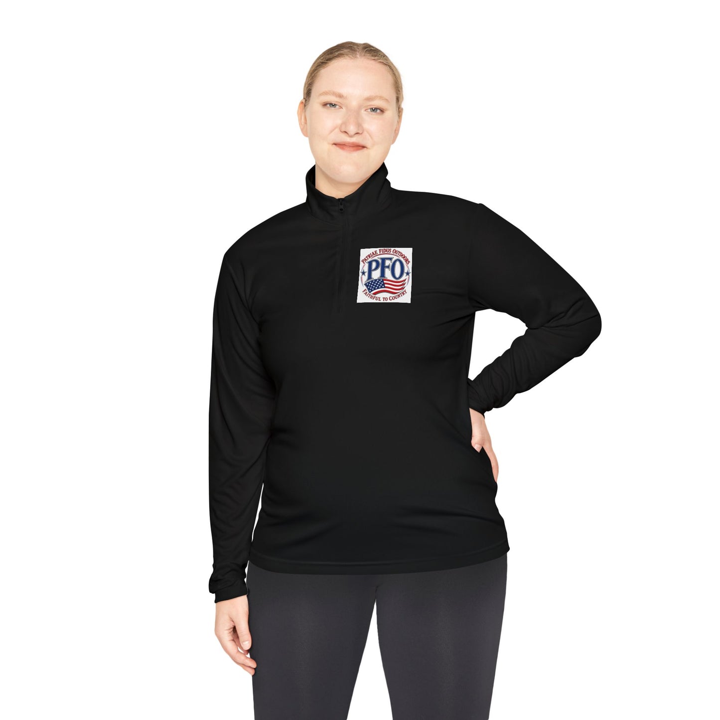 Quarter-Zip Pullover — “Patriae Fidus Outdoors” American Flag Logo