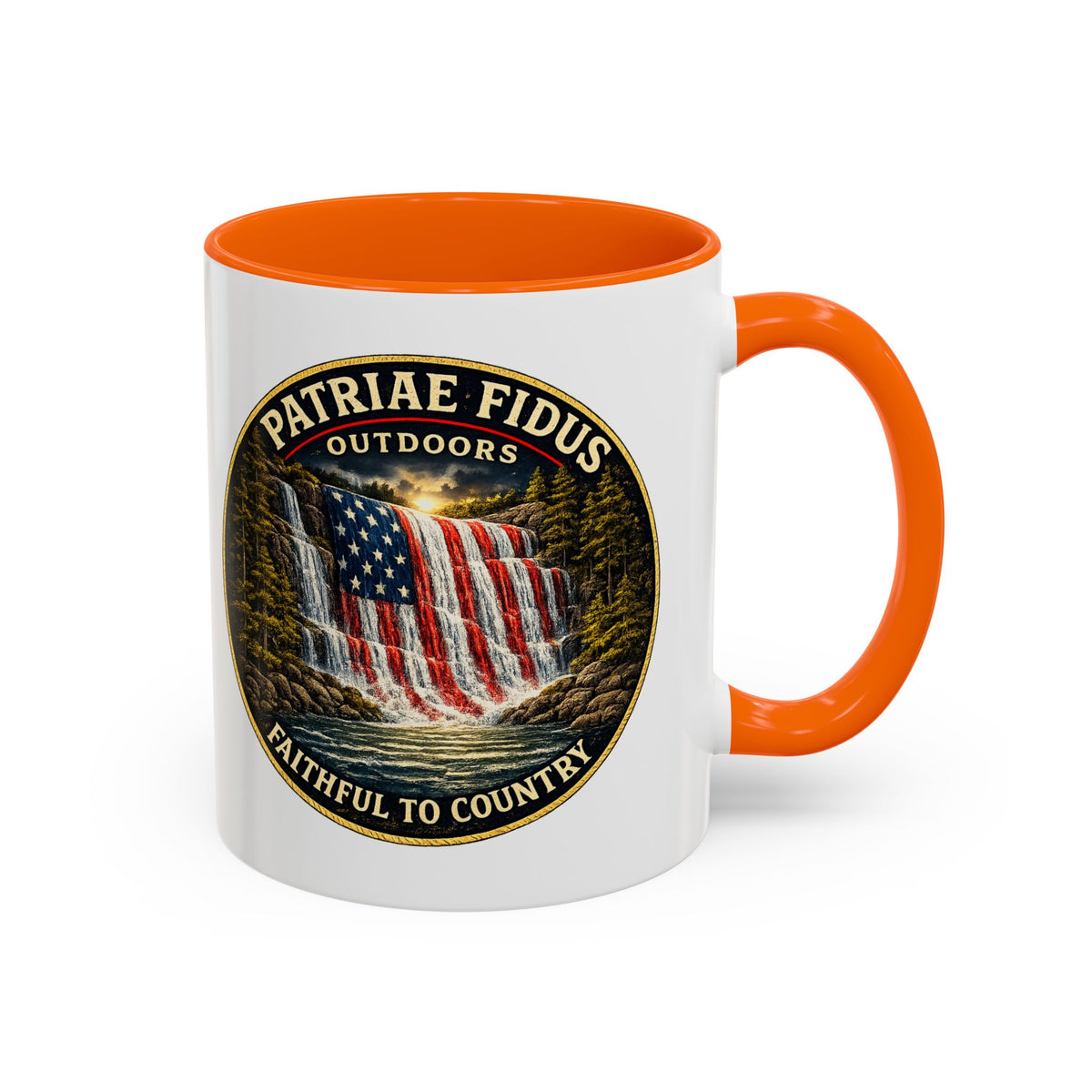 Patriae Fidus Flag Waterfall Accent Coffee Mug (11/15oz) — Faithful to Country