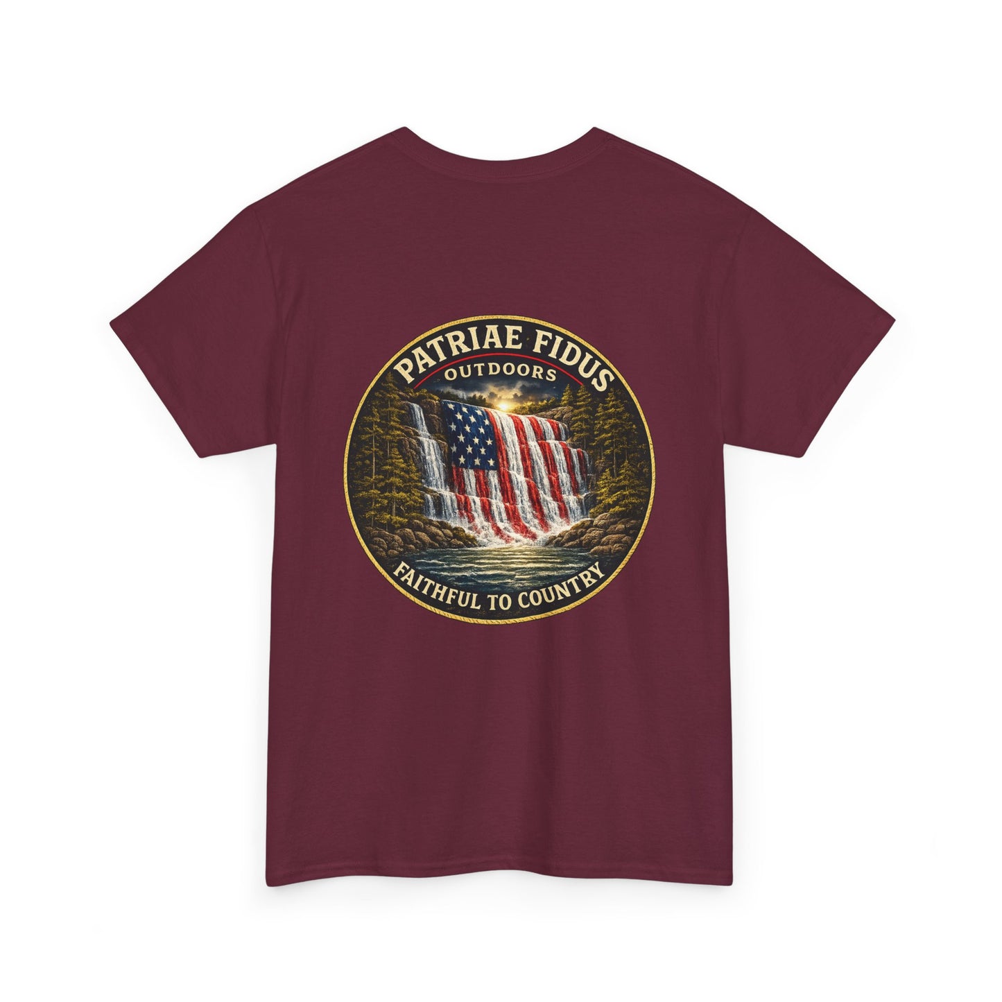 Patriae Fidus Outdoors T-Shirt — 'Faithful to Country' American Flag Tee