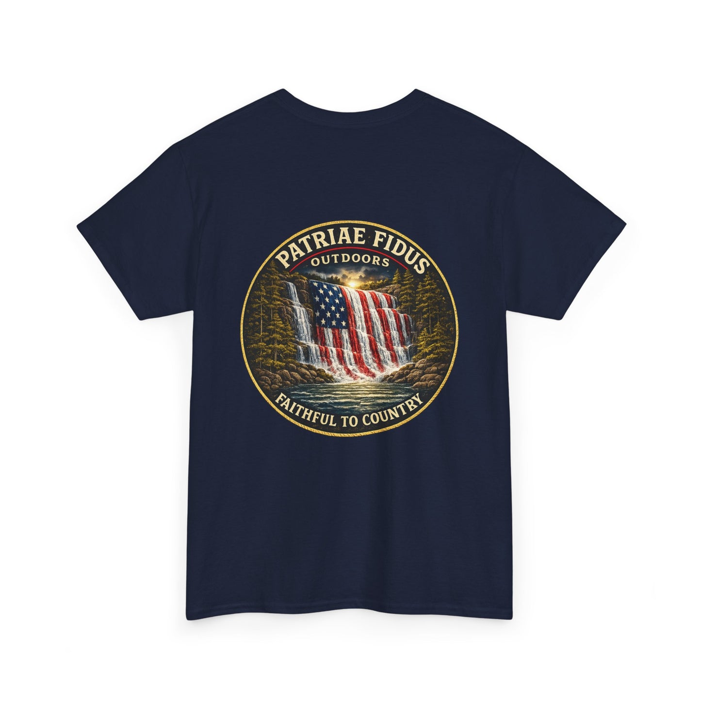 Patriae Fidus Outdoors T-Shirt — 'Faithful to Country' American Flag Tee