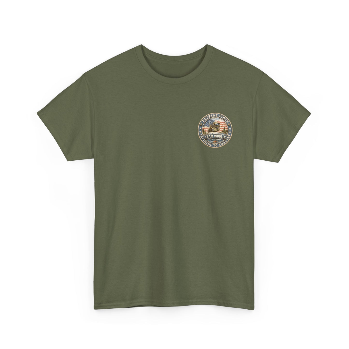 “Fish Hard Live Free” T-Shirt — Tarpon Patriae Fidus Outdoors American Flag Design
