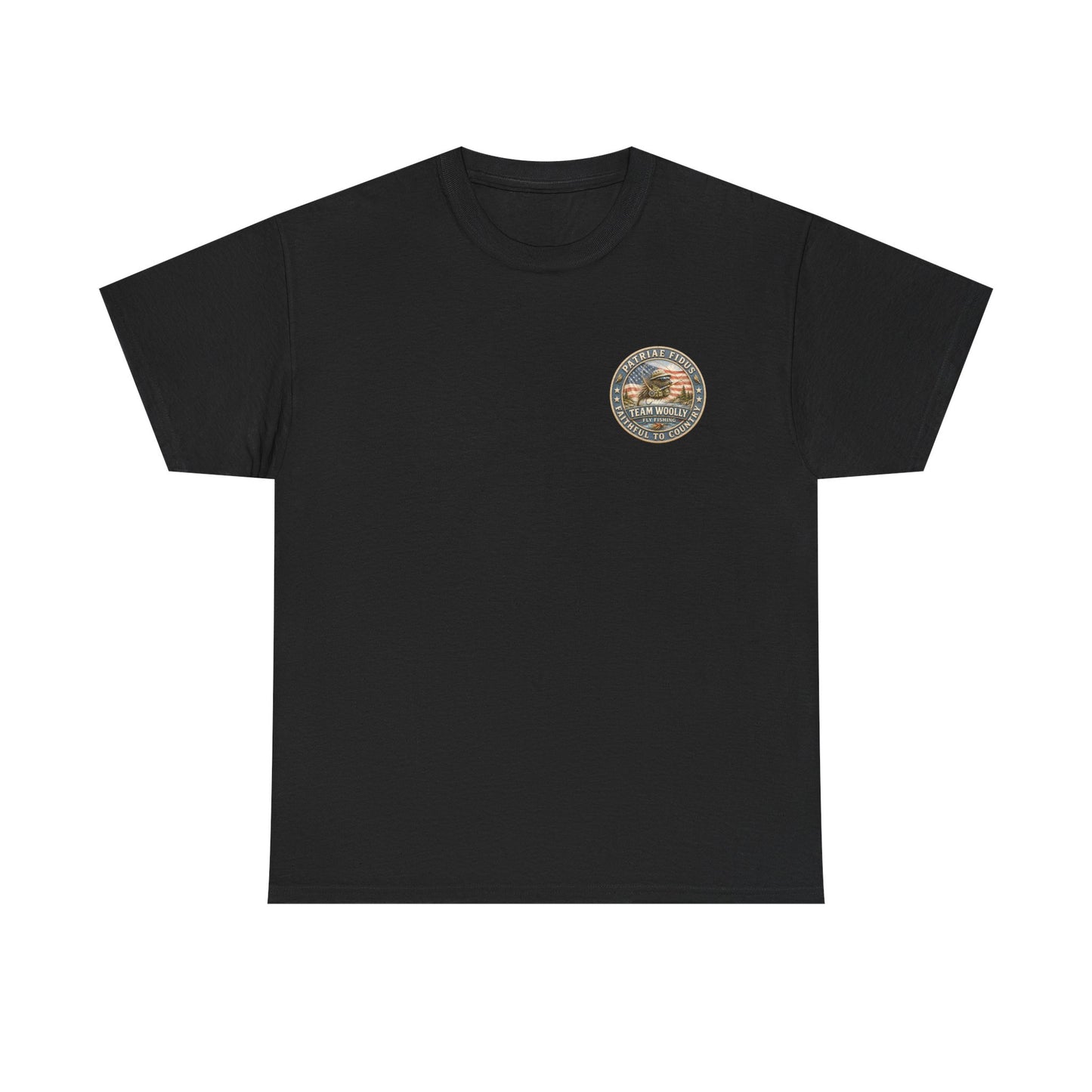 “Fish Hard Live Free” T-Shirt — Tarpon Patriae Fidus Outdoors American Flag Design