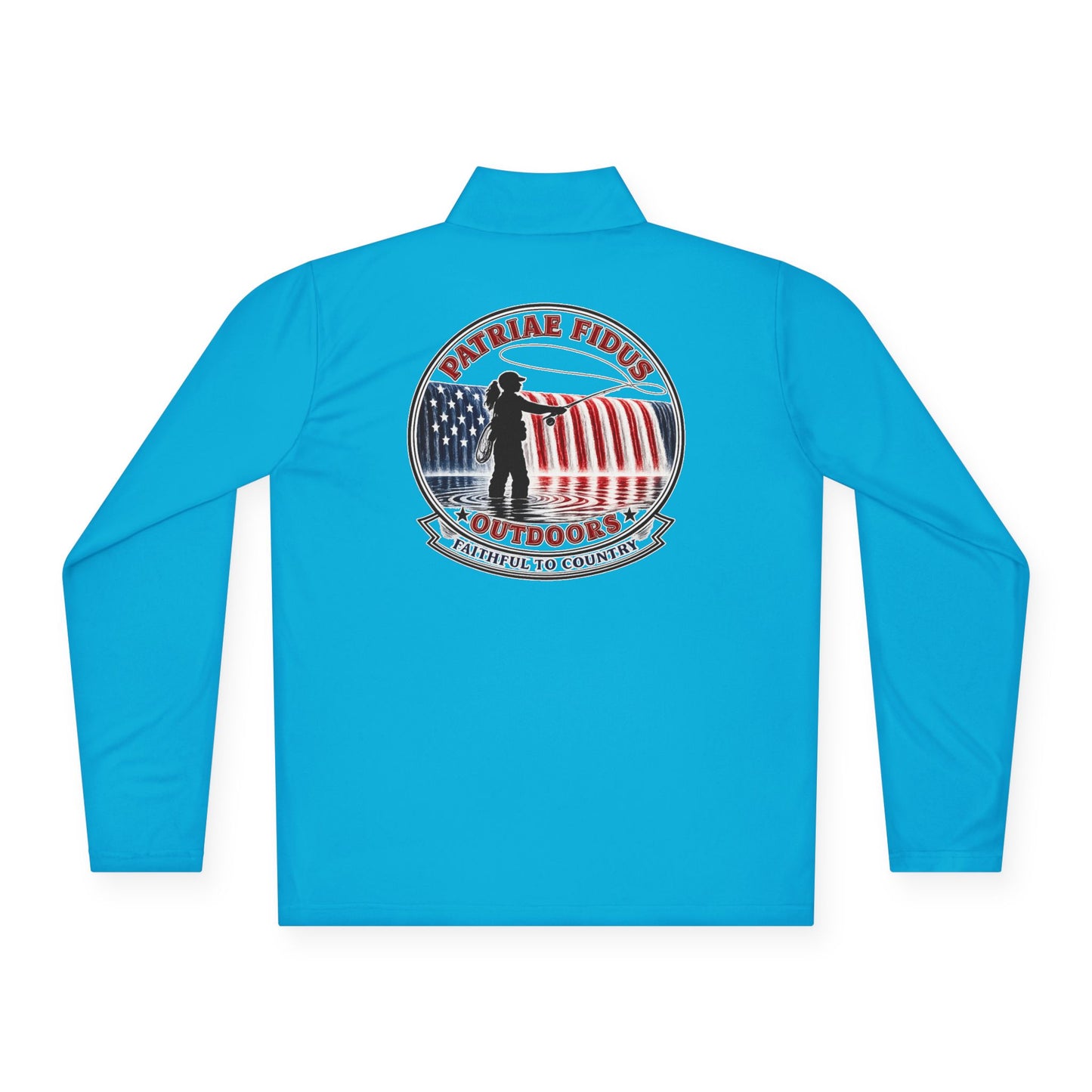 Quarter-Zip Pullover — “Patriae Fidus Outdoors” American Flag Logo