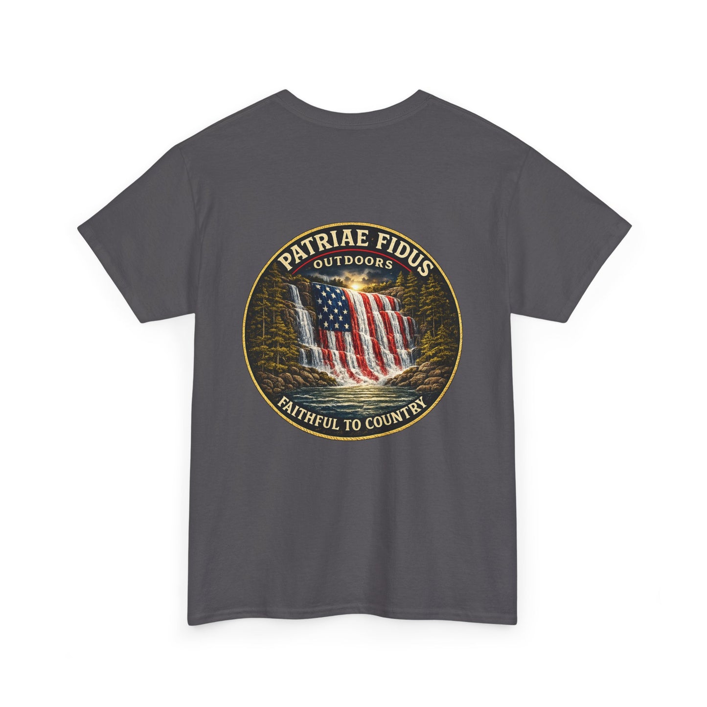 Patriae Fidus Outdoors T-Shirt — 'Faithful to Country' American Flag Tee