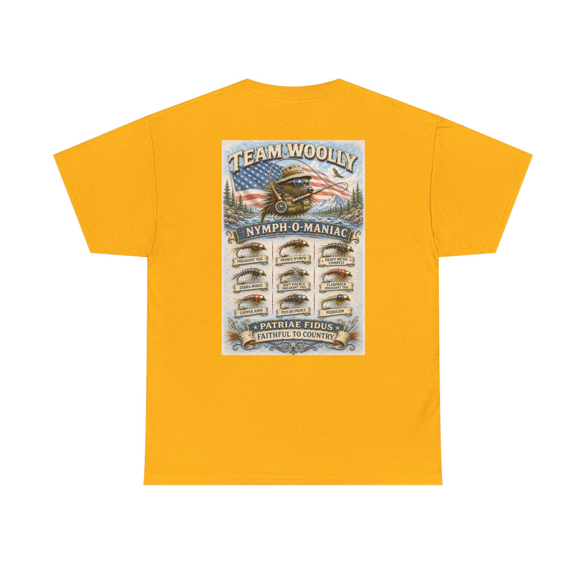 Team Woolly Nymph Collection T‑Shirt: (Nymph-O-Maniac)