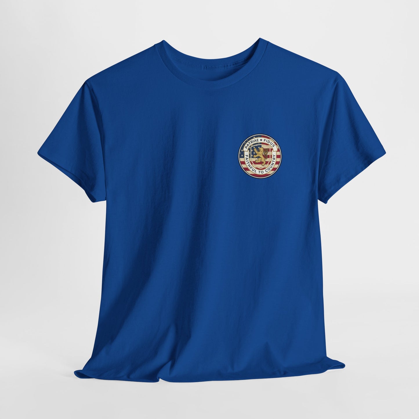 Patriae Fidus Outdoors Tee — Faithful to Country American Flag Eagle T‑Shirt