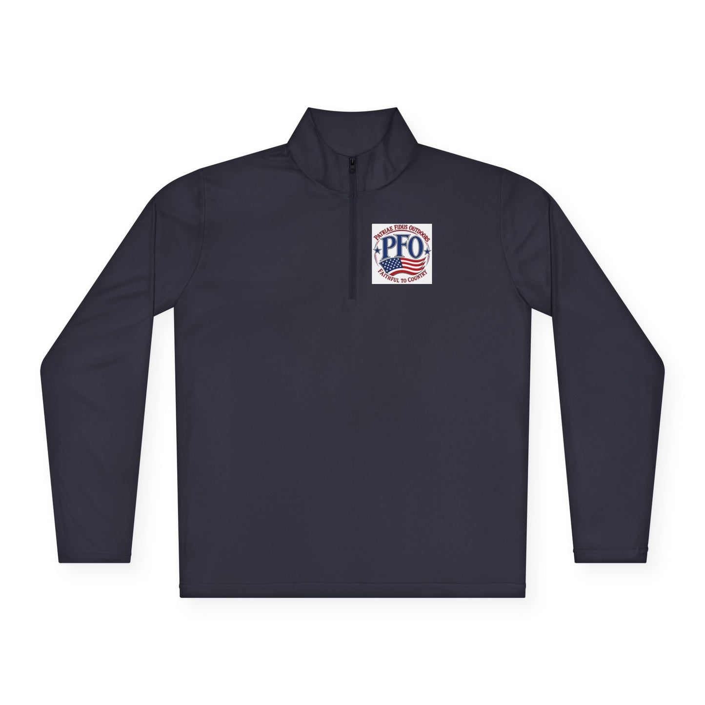 Quarter-Zip Pullover — “Patriae Fidus Outdoors” American Flag Logo