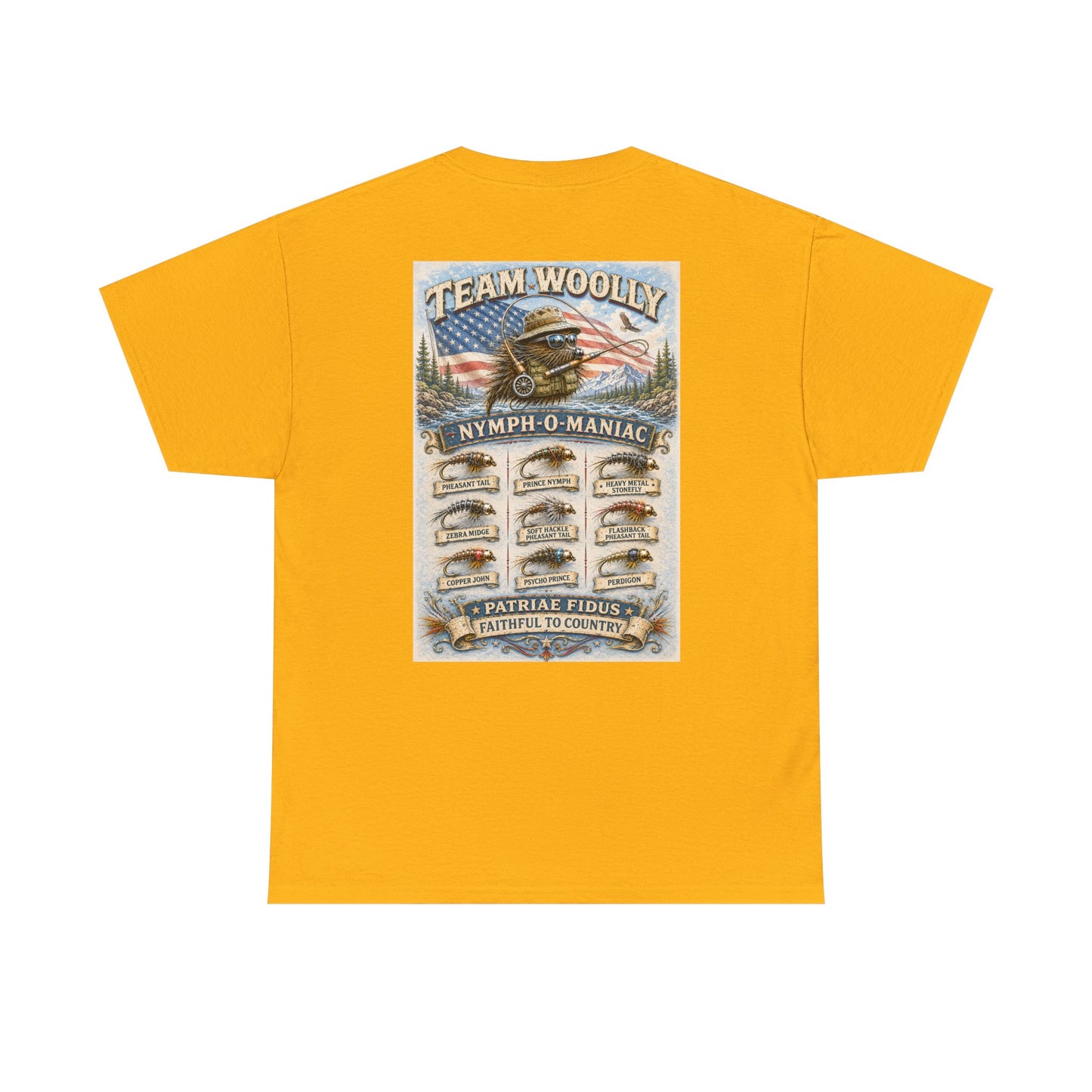Team Woolly Nymph Collection T‑Shirt: (Nymph-O-Maniac)