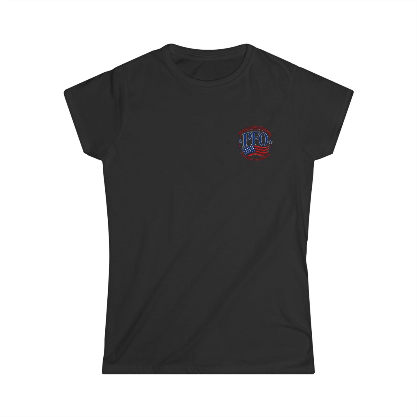 PFO Logo Women's Tee — Patriotic American Flag Graphic T-Shirt