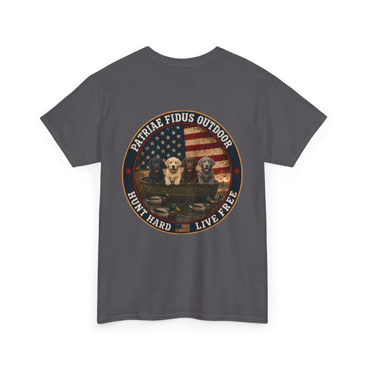 Hunting Dogs T-Shirt — Patriæ Fidus Outdoor "Hunt Hard Live Free" Graphic Tee