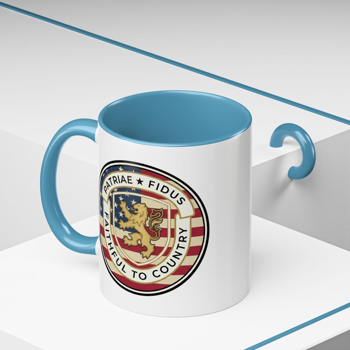 Flag Crest Coffee Mug — "Patriae Fidus: Faithful to Country"