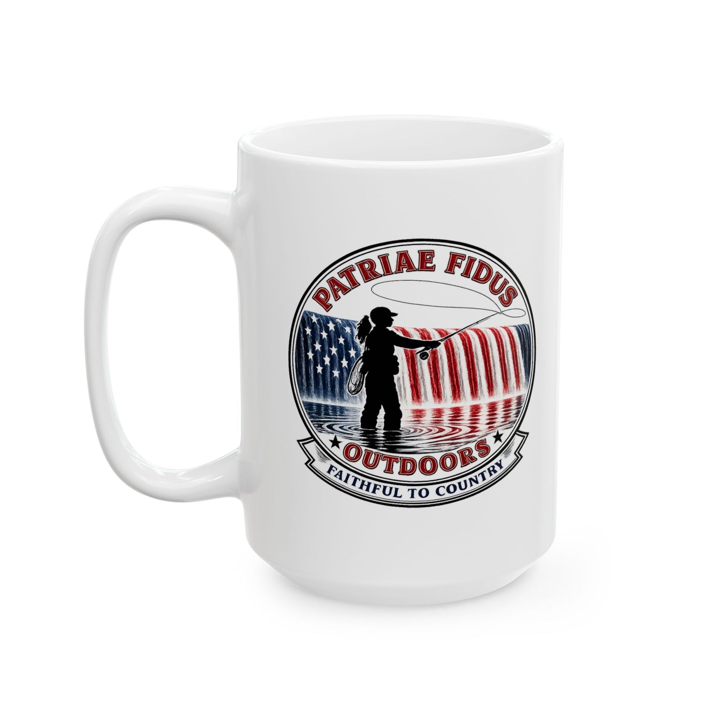 Patriotic Veteran Support Ceramic Mug — American Flag Microphone Design (11oz, 15oz)