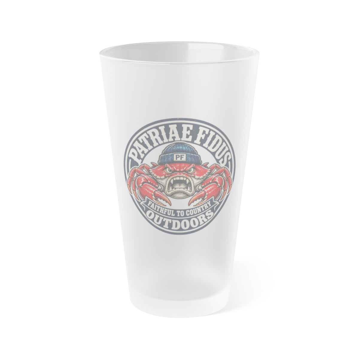 Frosted Pint Glass 16oz — Outdoor Crab Logo Beer Glass