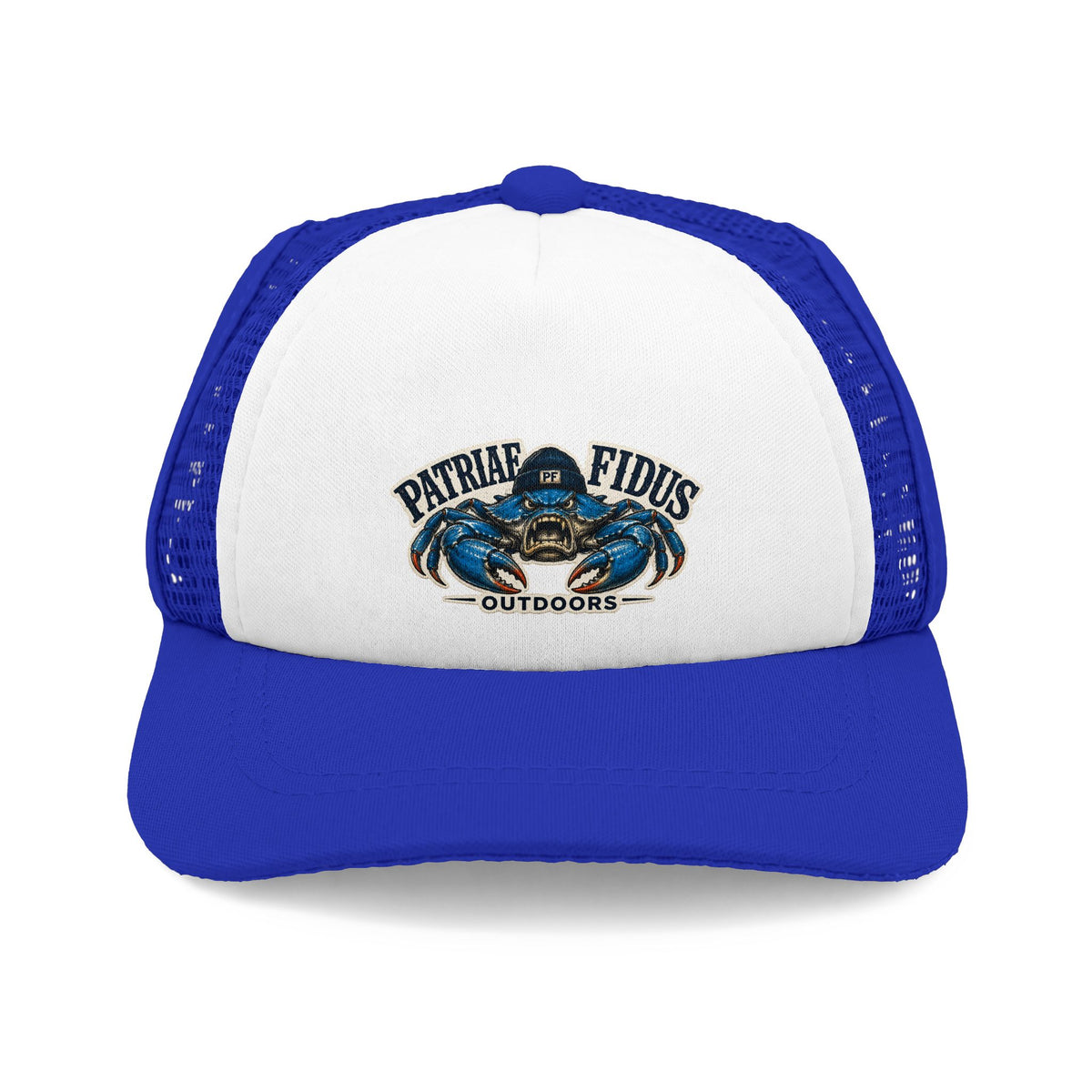 Trucker Hat — 'Patriae Fidüs Outdoors' Blue Crab Foam Front Cap