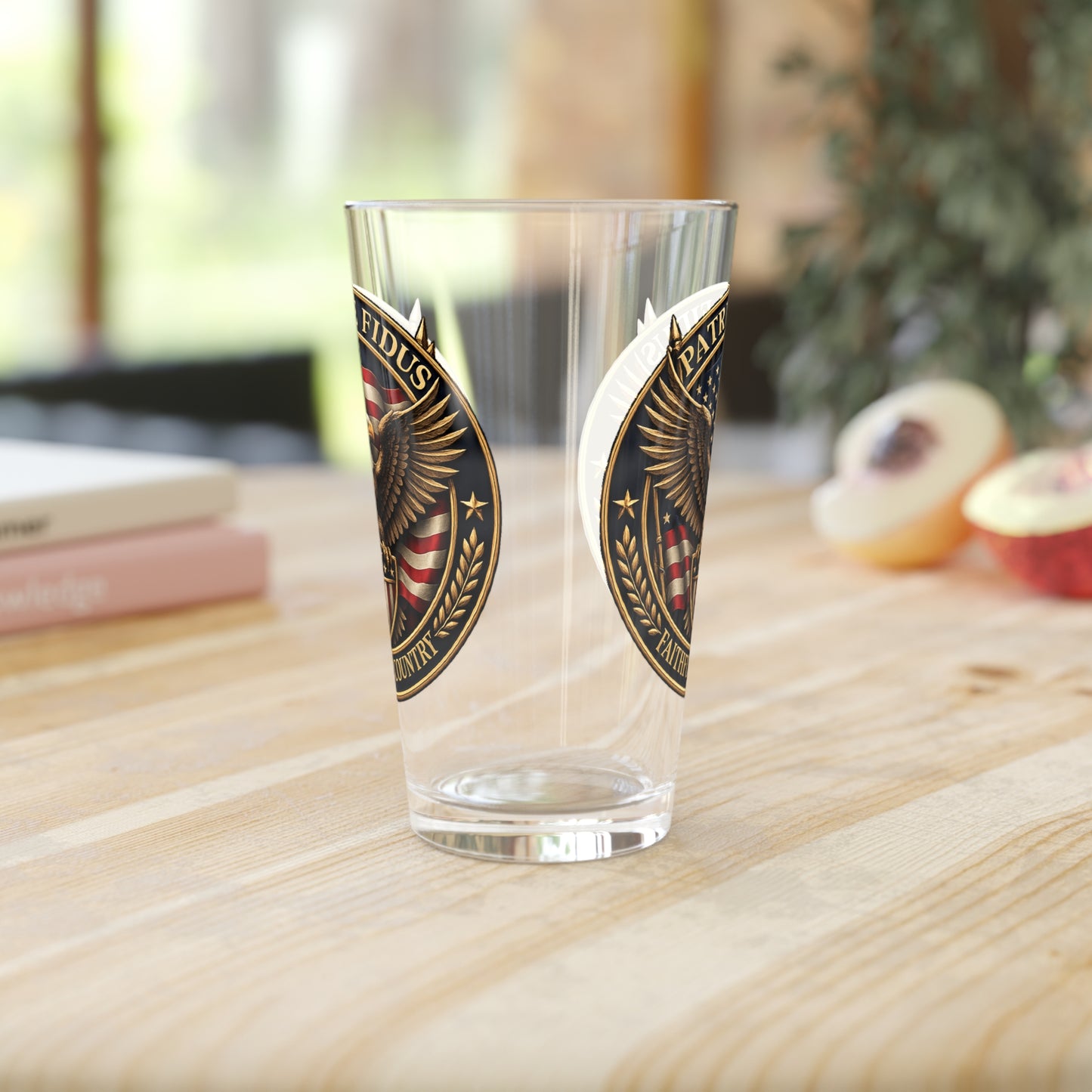 Patriae Fidus Eagle Pint Glass — 16oz Patriotic American Flag Beer Glass