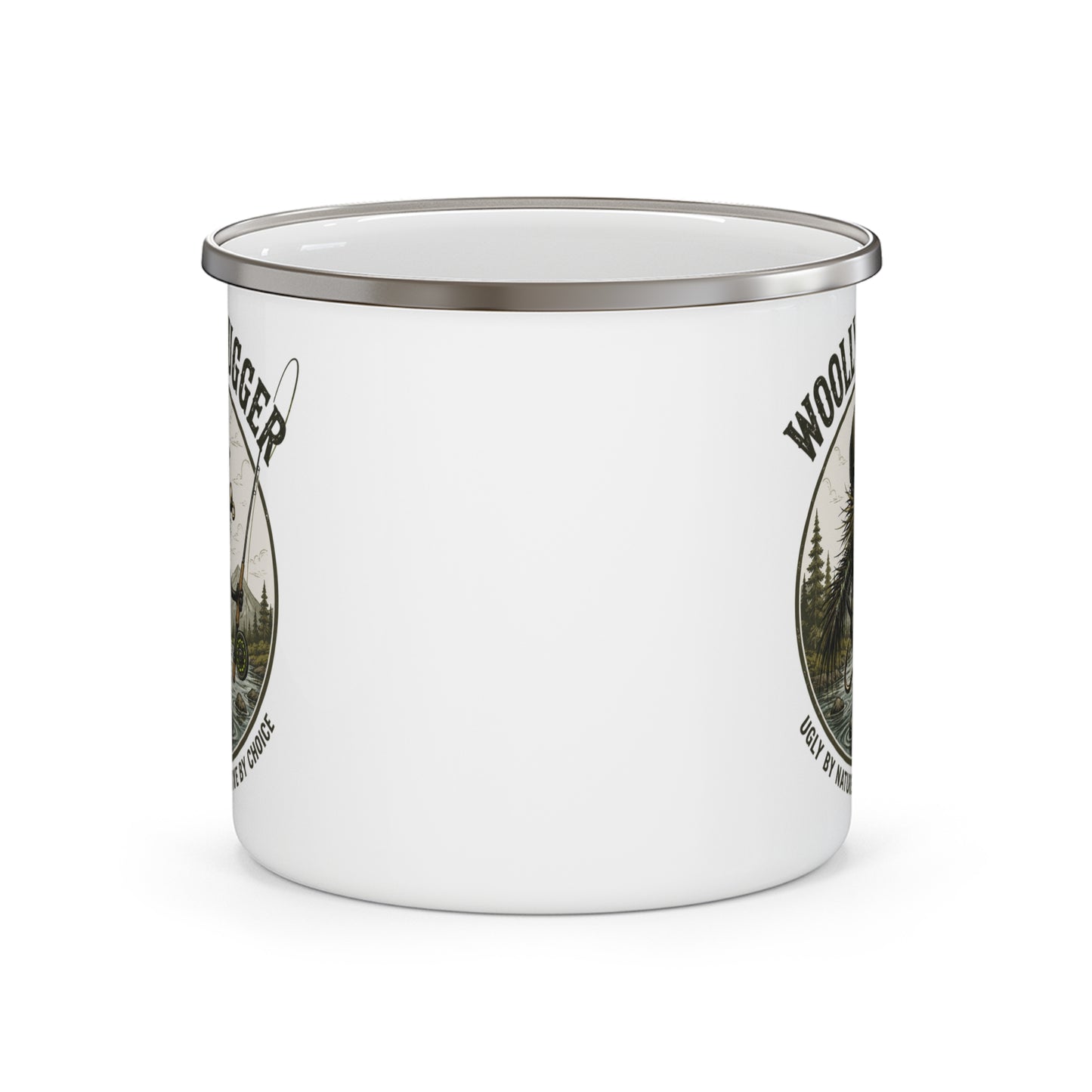 Woolly Bugger Fly Fishing Enamel Camping Mug — 'Ugly by Nature, Effective by Choice'