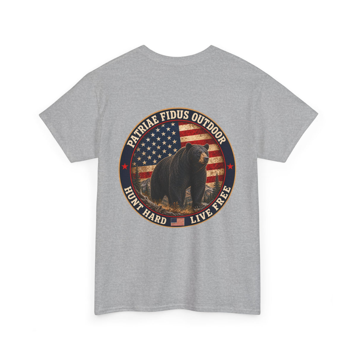 Patriae Fidus Outdoor Bear T-Shirt – American Flag Hunting Graphic Tee