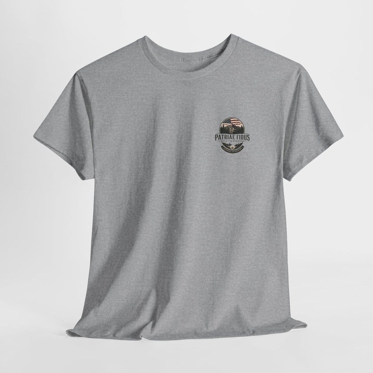 Patriae Fidus Outdoors T-Shirt — 'Faithful to Country' American Flag Tee