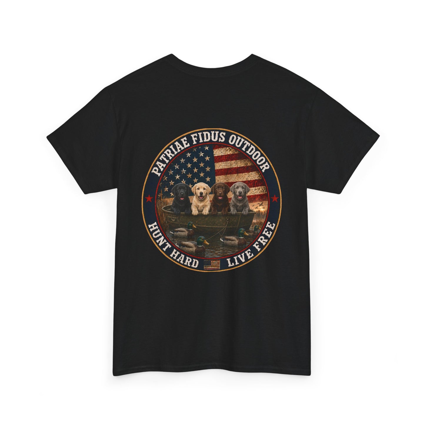 Hunting Dogs T-Shirt — Patriæ Fidus Outdoor "Hunt Hard Live Free" Graphic Tee