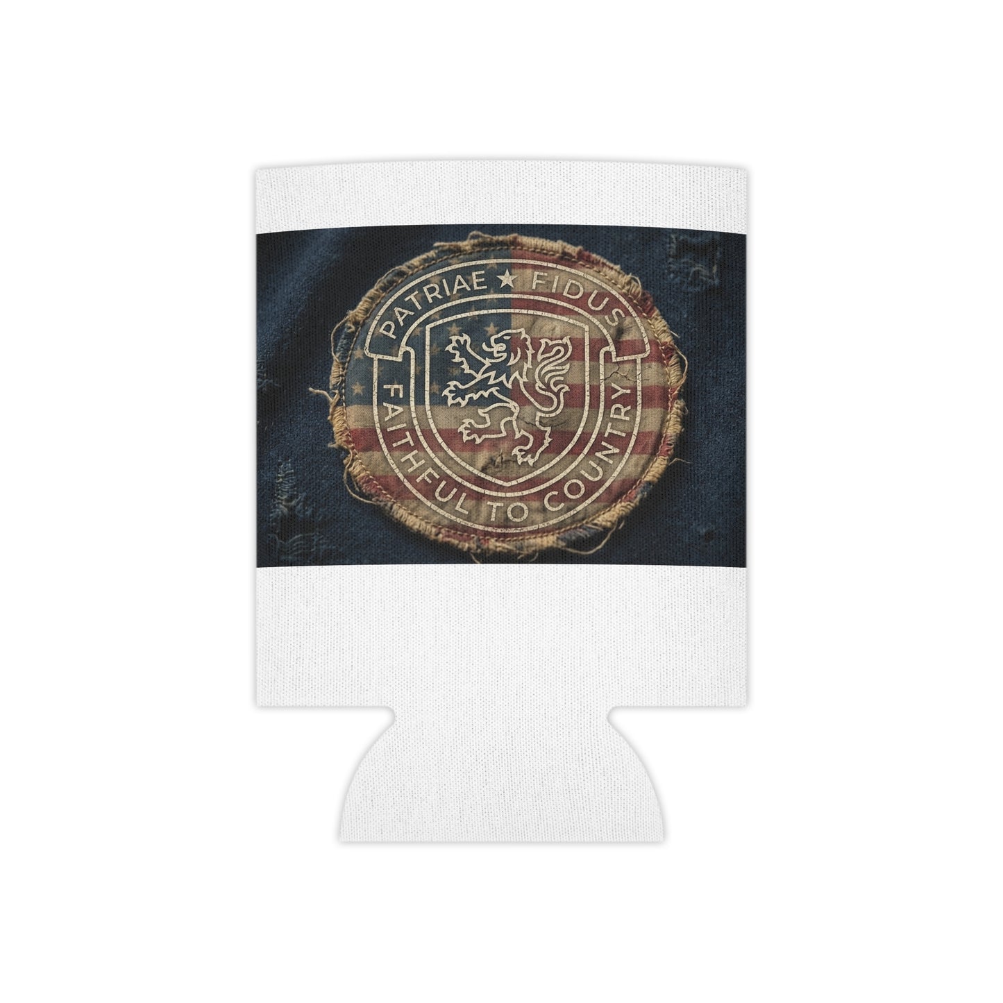 Vintage Heraldic Shield Can Cooler — Patriæ Fidus Design