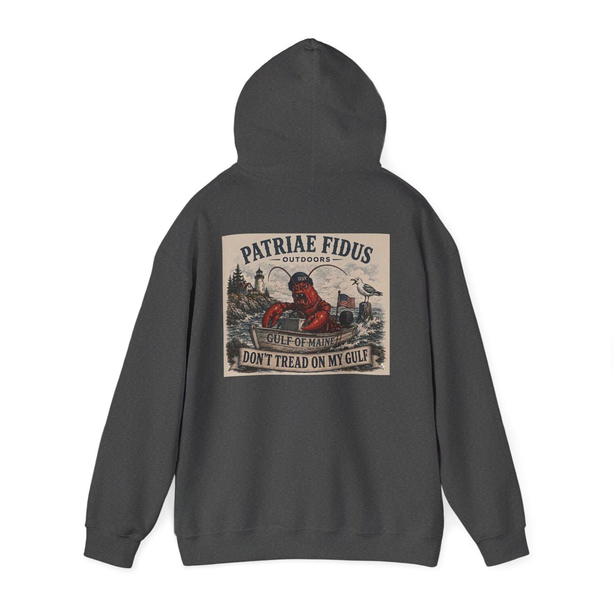 "Patriar Fidus" Don’t Tread on My Gulf - Gulf Of Maine Lobster/Boat Graphic Hoodie