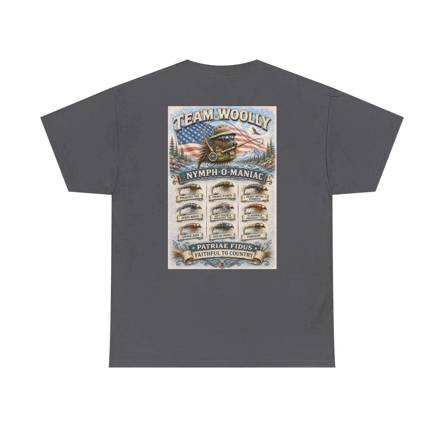 Team Woolly Nymph Collection T‑Shirt: (Nymph-O-Maniac)