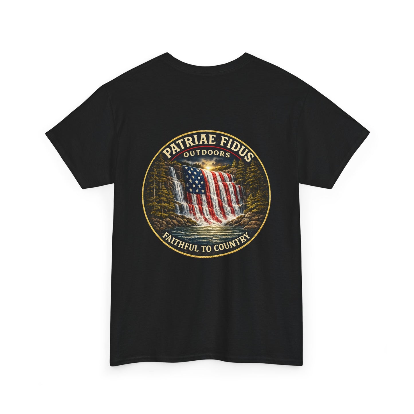 Patriae Fidus Outdoors T-Shirt — 'Faithful to Country' American Flag Tee