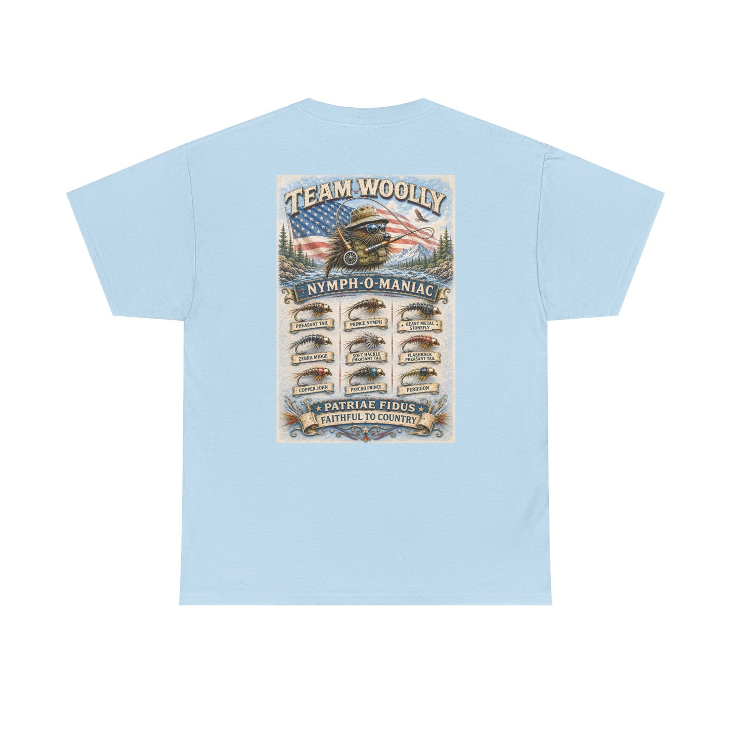 Team Woolly Nymph Collection T‑Shirt: (Nymph-O-Maniac)