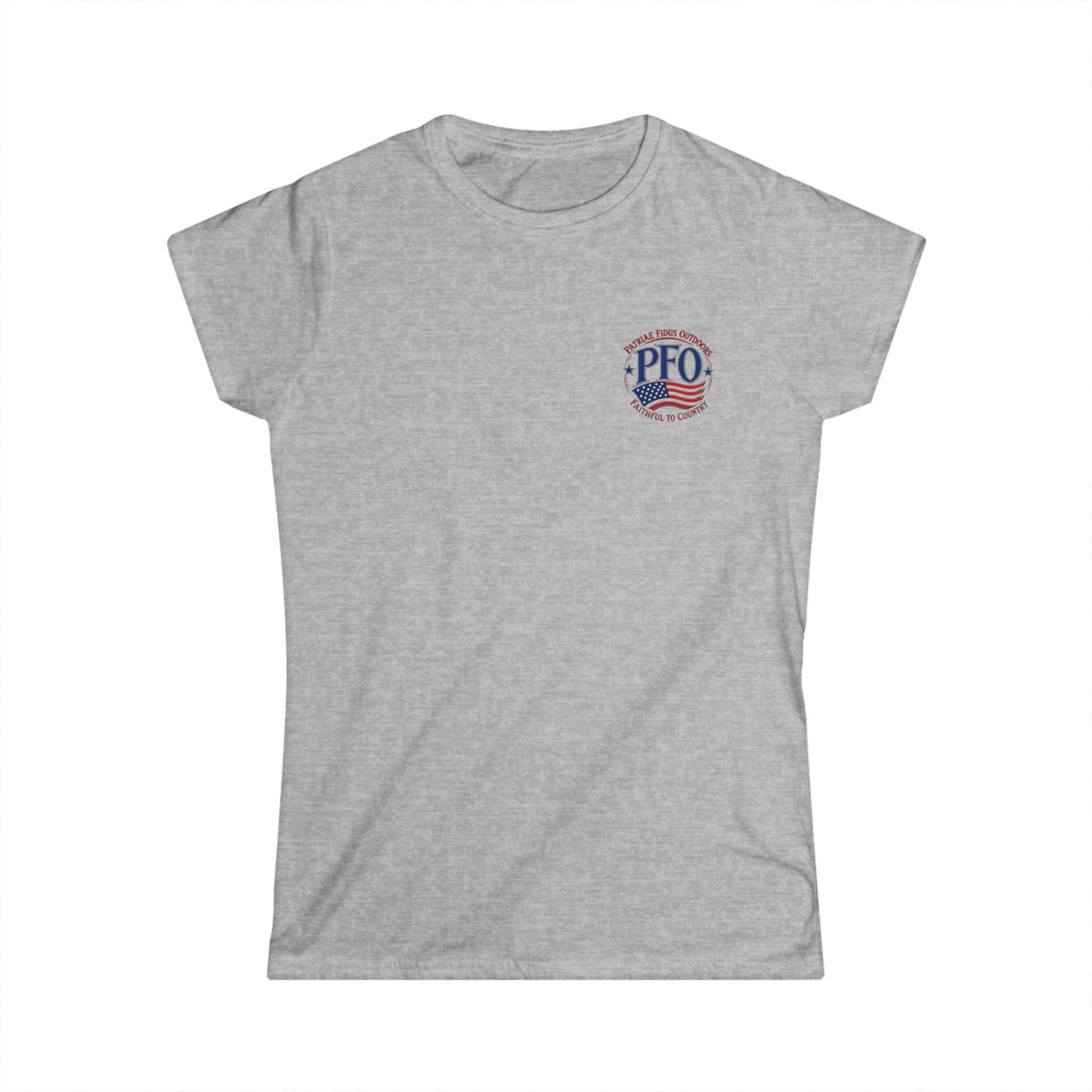 PFO Logo Women's Tee — Patriotic American Flag Graphic T-Shirt