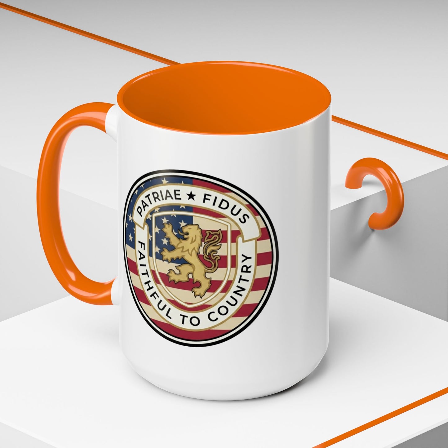 Flag Crest Coffee Mug — "Patriae Fidus: Faithful to Country"