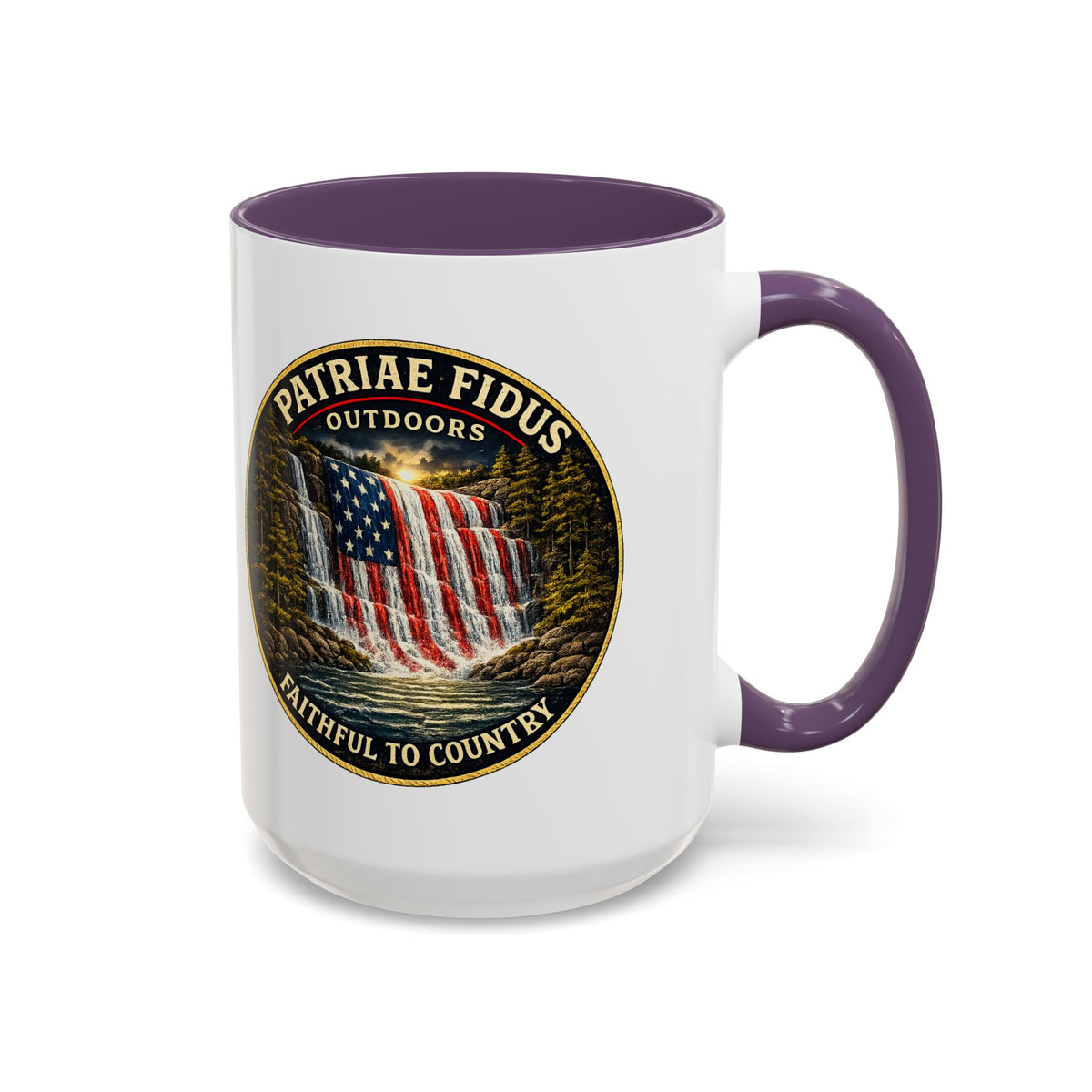 Patriae Fidus Flag Waterfall Accent Coffee Mug (11/15oz) — Faithful to Country