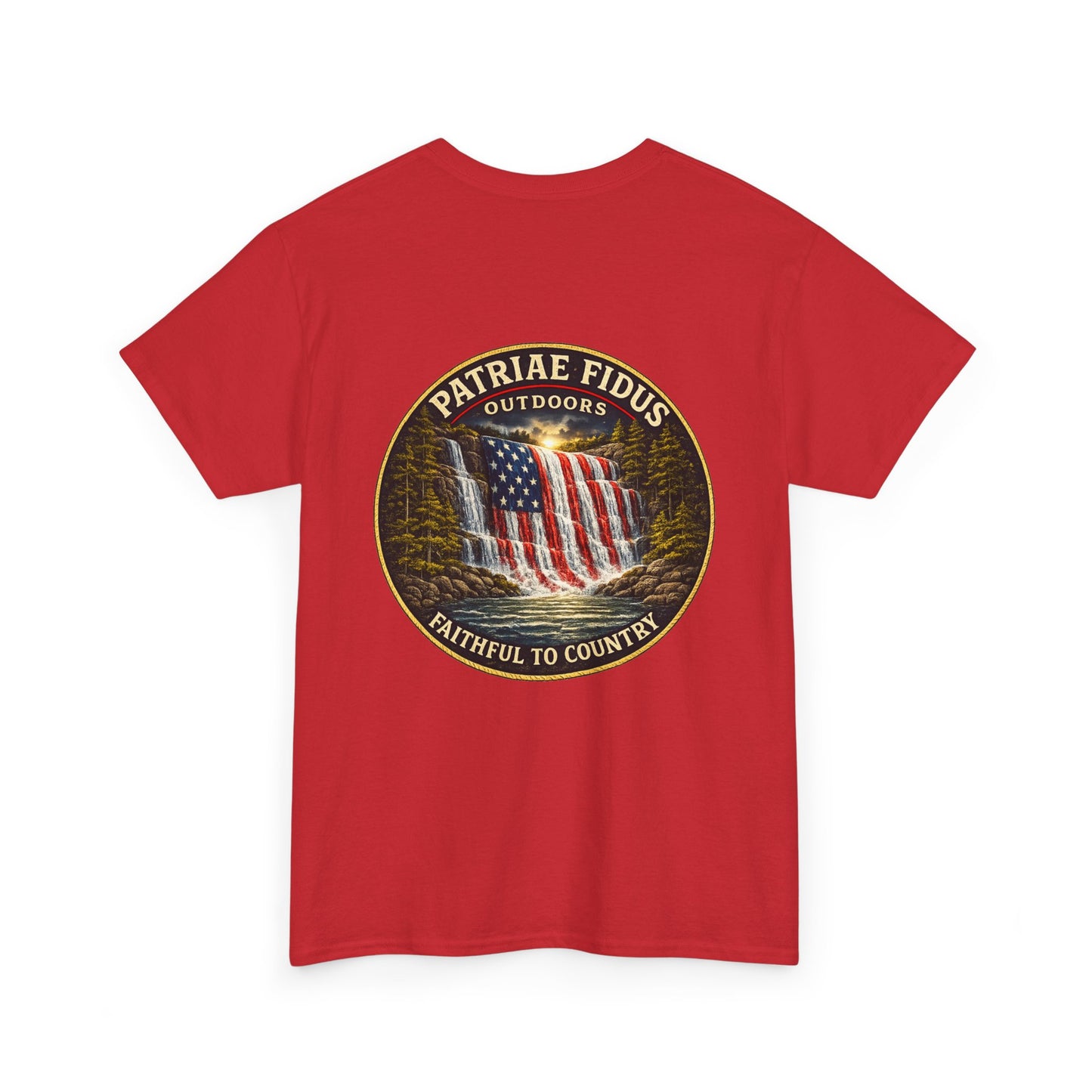 Patriae Fidus Flag Tee — Patriotic American Flag T-Shirt (Faithful to Country)