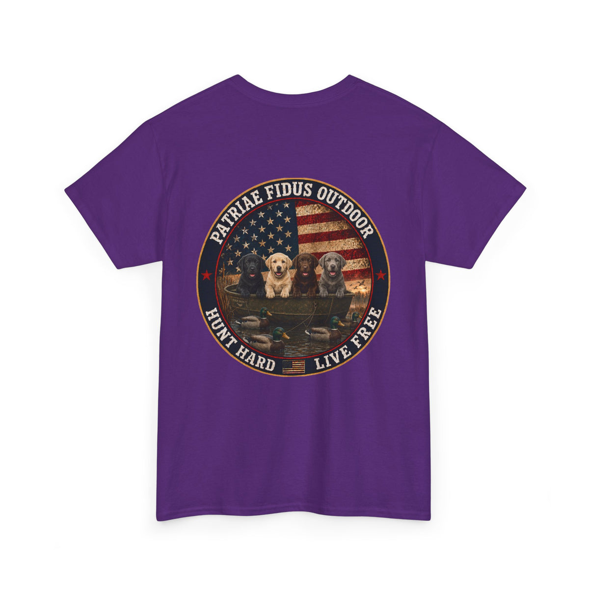 Hunting Dogs T-Shirt — Patriæ Fidus Outdoor "Hunt Hard Live Free" Graphic Tee