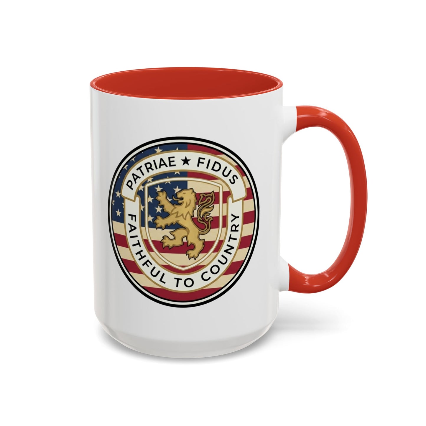 Flag Crest Coffee Mug — "Patriae Fidus: Faithful to Country"