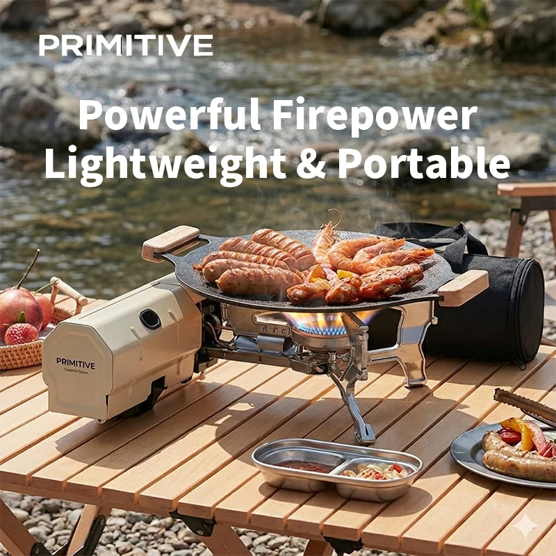 PRIMITIVE Camping Gas Stove Portable Lightweight Canister Top Stove Compact Durable Outdoor Cooking Picnic Backpacking Stove