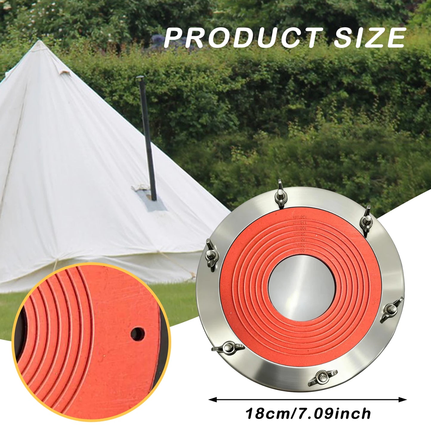 Tent Stove Jack Tent Accessories High Temp Resistant Roof Vent Pipe Flashing Practical Burner Flue Pipe Fitting Stove Vent Acces